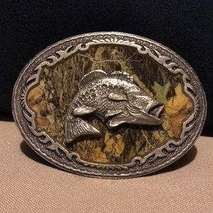 Camo bass belt buckle.